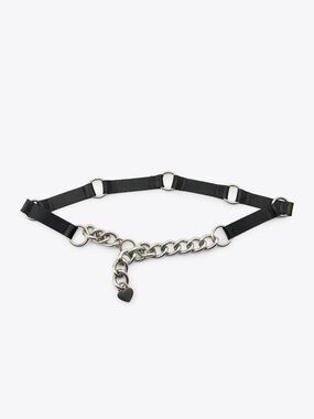 Zara boho black real leather belt with chain and heart NWT